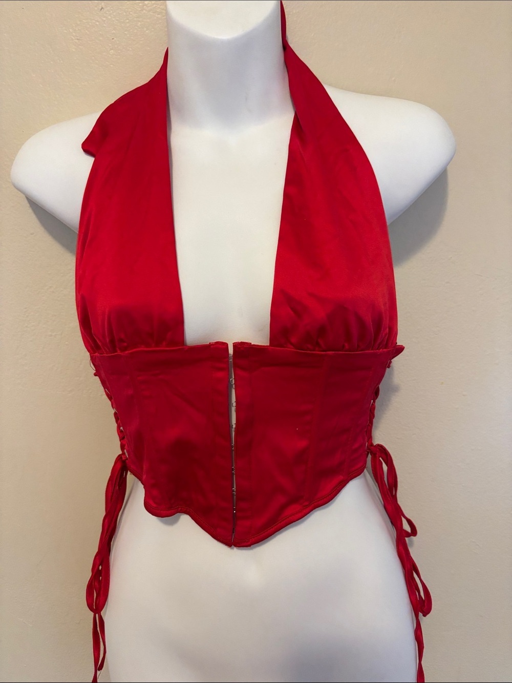 Windsor Red Halter Corset Crop Top